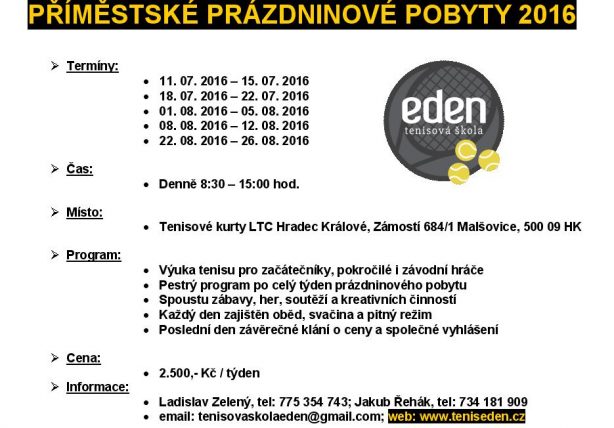 Příměstské prázdninové pobyty 2016